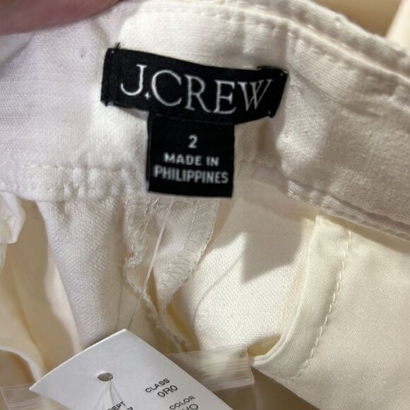 J. Crew Full-length wide-leg trouser in cotton blend Ivory NWT size 2 - Picture 6 of 10